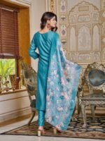 Women Viscose Rayon Kurta with Pant and Digital Print with Heavy Embroidery Dupatta Set - Image 5