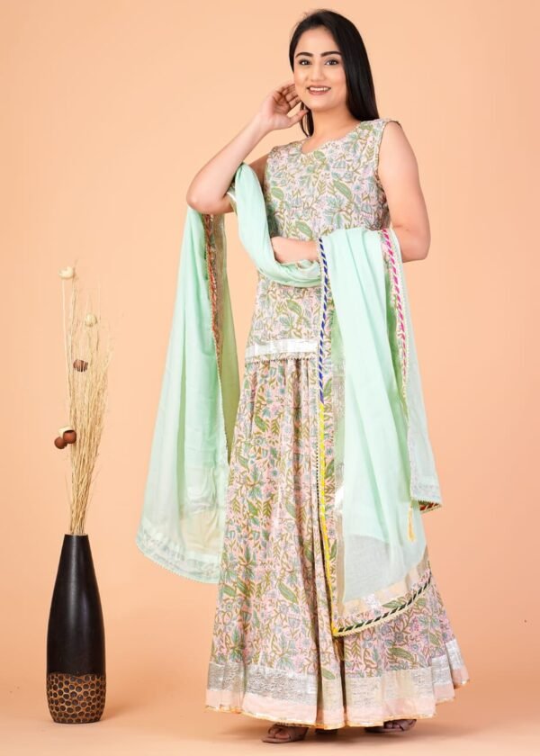 Designer Handblock Bagru Printed Lehenga Choli/Chania Choli - Image 4