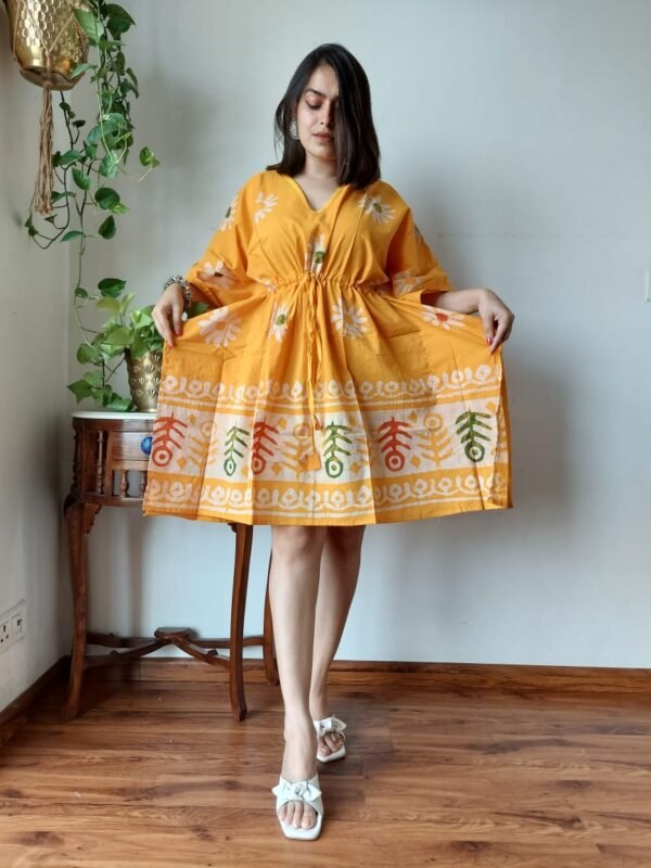 My Handicraft India's Beautiful Pure Handblock Printed Short Kaftan - Image 1