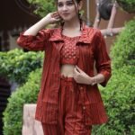 Women Designer New and Trendy Hand Block Printed Kot+Top+Bottom Co-Ord Set Collection