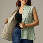 Women Designer Floral Print  Winter Quilted Reversible Crop Sleeveless  Jacket