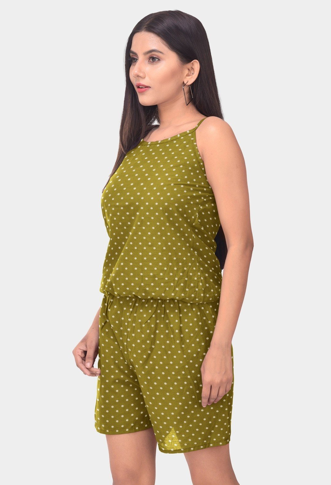 top-short (11) Stylish Cotton Printed Noodle Strap Top With Short Night Suits - Image 1