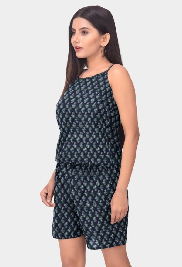 Stylish Cotton Printed  Noodle Strap Top With Short Night Suits - Image 1