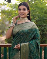 Pure Handloom Silk Green Bandhej Patola Sarees