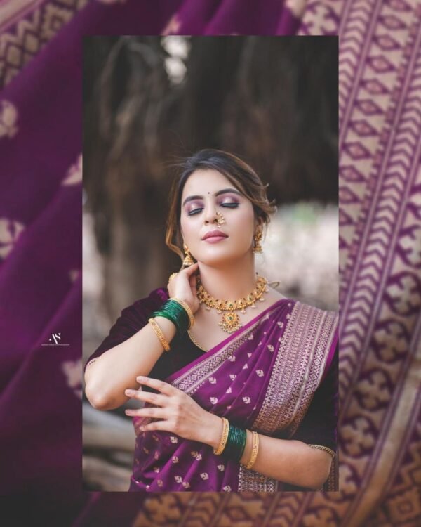 A Masterpiece of Tradition and Elegance Discover the Finest Banarasi Soft Lichi Silk Sarees by My Handicraft India - Image 4
