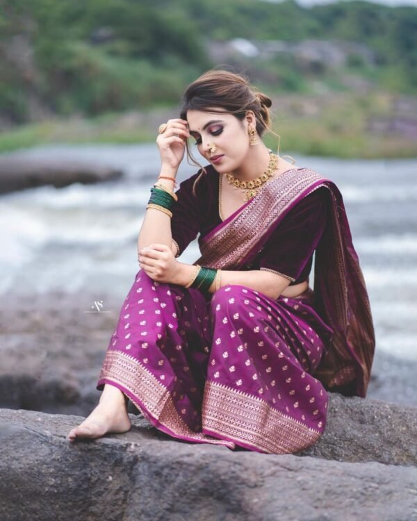 A Masterpiece of Tradition and Elegance Discover the Finest Banarasi Soft Lichi Silk Sarees by My Handicraft India - Image 5