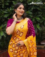 Magenta Color Pure Handmade Bandhej Designer Sarees