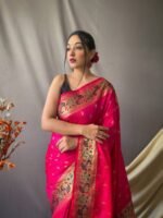 Exquisite Banarasi Paithani Silk Saree with Floral Zari Weaving – Available in 7 Colors | My Handicraft India - Image 6