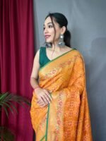 Exquisite Banarasi Paithani Silk Saree with Floral Zari Weaving – Available in 7 Colors | My Handicraft India - Image 5