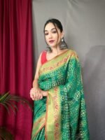 Exquisite Banarasi Paithani Silk Saree with Floral Zari Weaving – Available in 7 Colors | My Handicraft India - Image 3