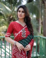 Pure Bandhej silk Red saree