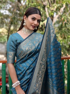 Pure Handloom Silk Teal Bandhej Patola Sarees