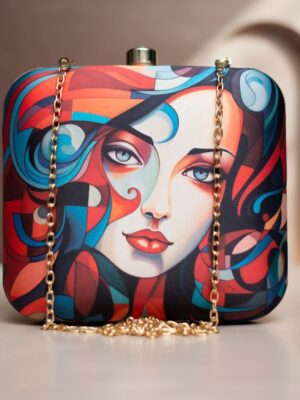 Art Printed Square Clutch Bags