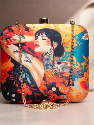 Art Printed Square Clutch Bags