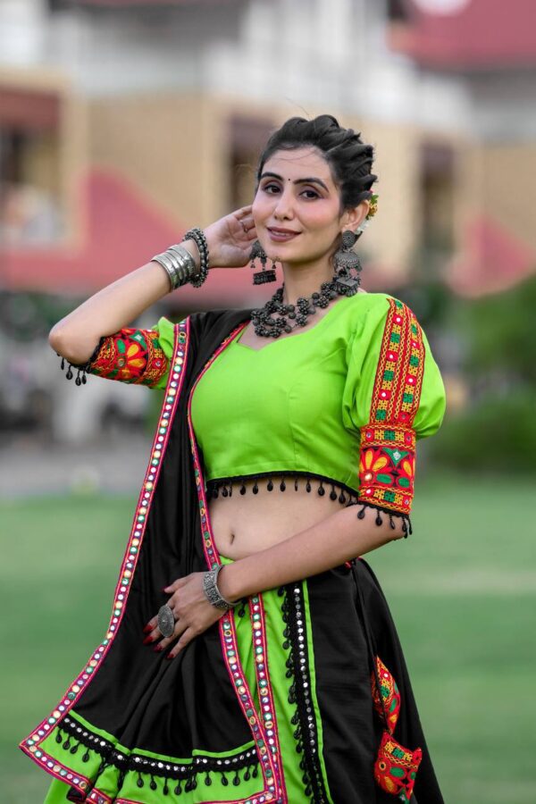 Green-Black Gamthi Work Chaniya Choli