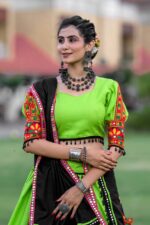 Green-Black Gamthi Work Chaniya Choli