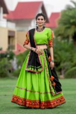 Green-Black Gamthi Work Chaniya Choli