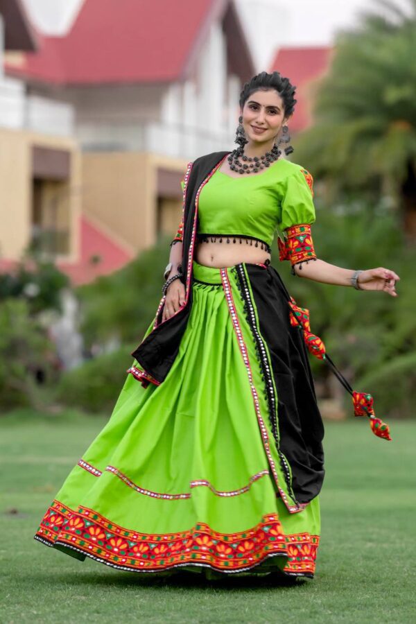 Green-Black Gamthi Work Chaniya Choli