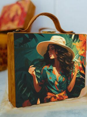 Printed Suitcase Style Clutch