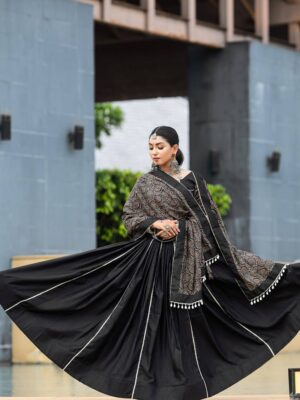 Stunning Black Cotton Chaniya Choli