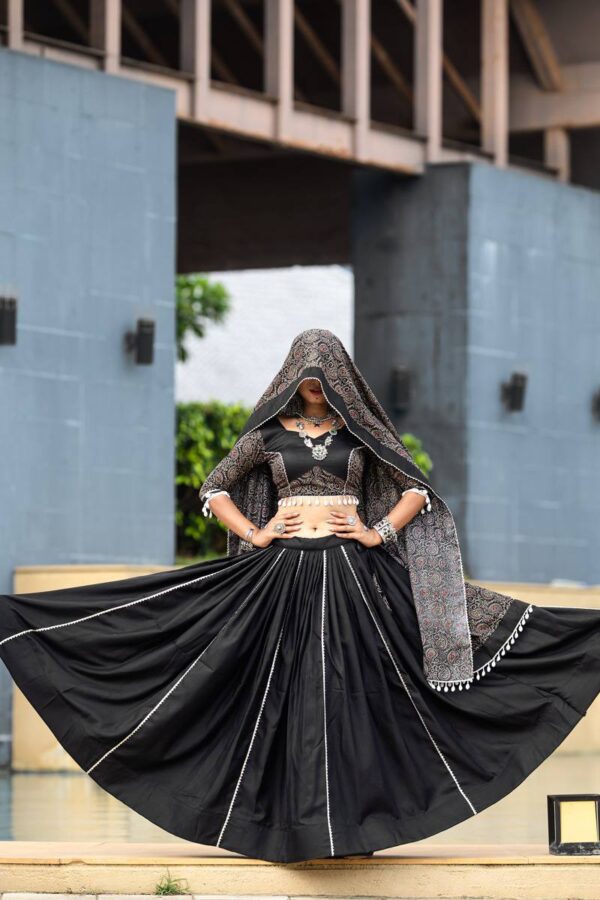 Stunning Black Cotton Chaniya Choli