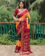 Bandhej Badhni Print Silk Sarees