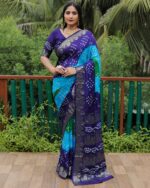 Bandhej Badhni Print Silk Sarees