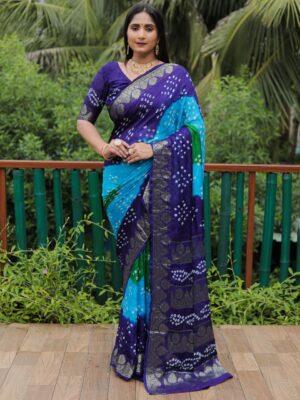 Bandhej Badhni Print Silk Sarees