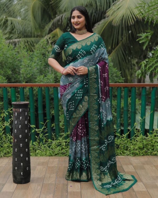 Bandhej Badhni Print Silk Sarees