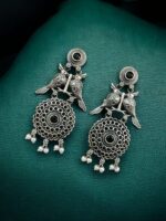 Silver Replica Bird Oxidized Earrings