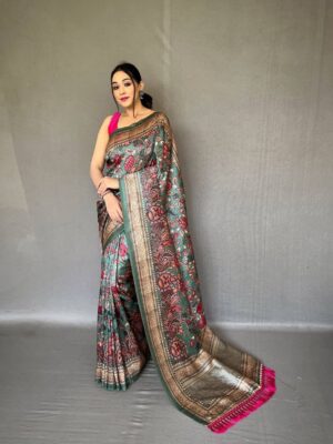 Kalamkari Printed Soft Silk Saree