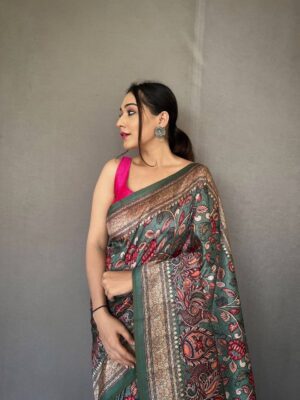 Kalamkari Printed Soft Silk Saree