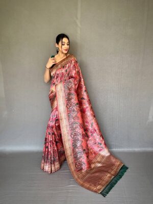 Kalamkari Printed Soft Silk Saree