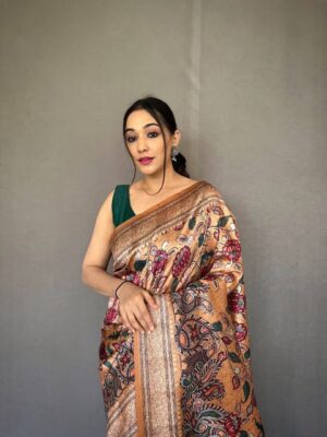 Kalamkari Printed Soft Silk Saree