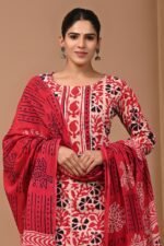 Exclusive Designer Pure Hand Block Printed Women’s Kurta-Kurti Set - 3-Piece Stitched Suits | My HandiCraft India - Image 2