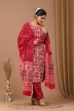 Exclusive Designer Pure Hand Block Printed Women’s Kurta-Kurti Set - 3-Piece Stitched Suits | My HandiCraft India - Image 3