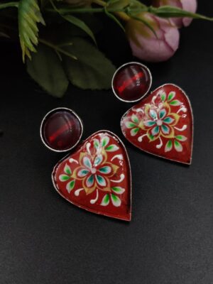 Silver Oxidized Hand-Painted Earrings