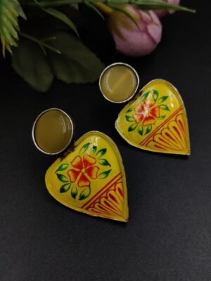 Silver Oxidized Hand-Painted Earrings