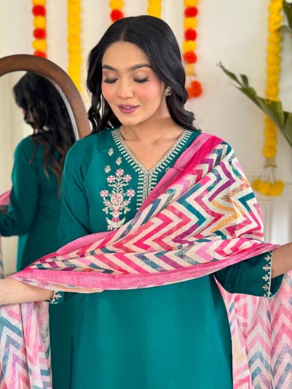 Chanderi Embroidered Kurta Set