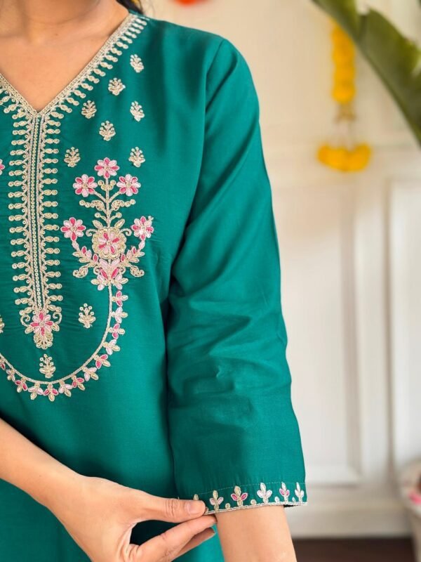Chanderi Embroidered Kurta Set