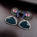 Handprinted Peacock Earrings