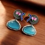 Handprinted Peacock Earrings