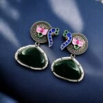Handprinted Peacock Earrings