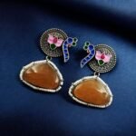 Handprinted Peacock Earrings