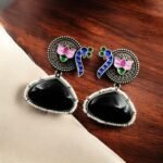 Handprinted Peacock Earrings